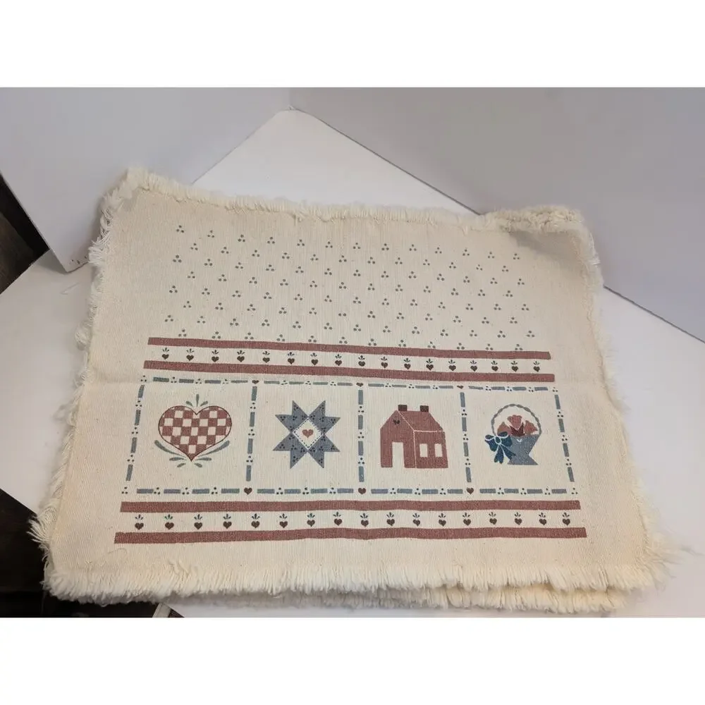 Vintage Set Of 6 Placemats With Houses READ